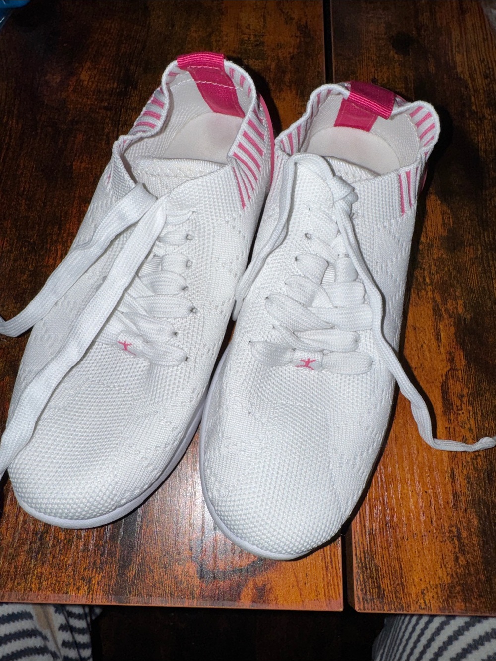 Danskin White Knit Sneakers with Pink Accents